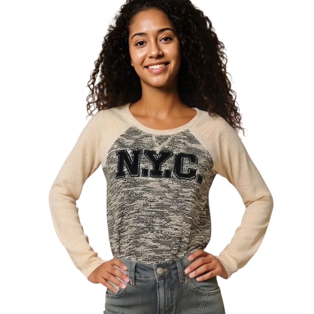 💗 G:21 NYC Pullover Sweater Top Size XL Long Sleeve Blue White